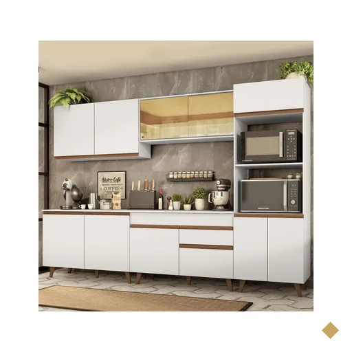 Armário de Cozinha Completa Madesa Reims 310001 com Balcão e Tampo - Branco