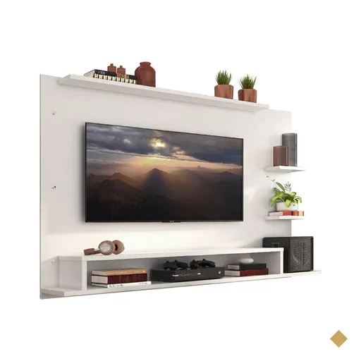 Painel para TV até 60 Polegadas Madesa Alfa com Prateleiras e Nichos - Branco