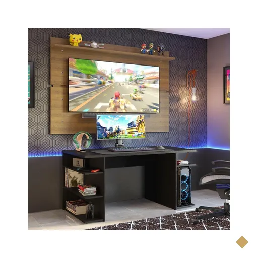 Mesa para Computador Gamer e Painel TV Madesa - Preto/Rustic