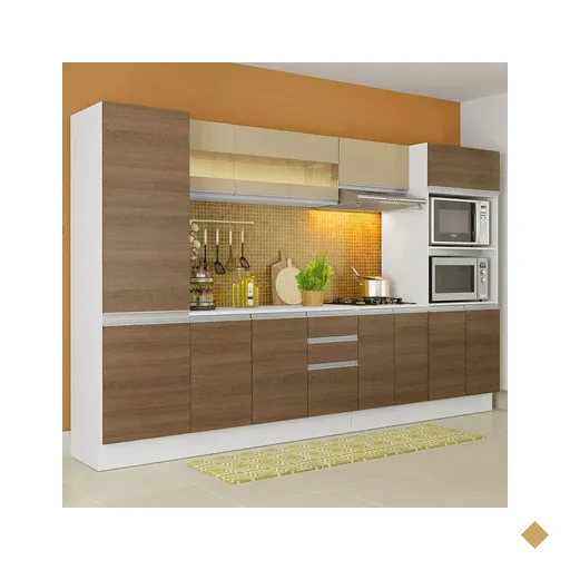 Armário de Cozinha Completa Madesa Smart 100% MDF 300 cm com Balcão e Tampo -…