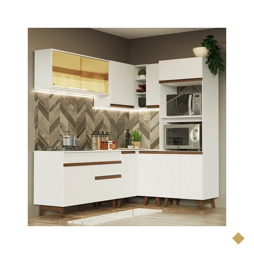 Cozinha Completa de Canto Madesa Reims 367001 com Armário e Balcão - Branco