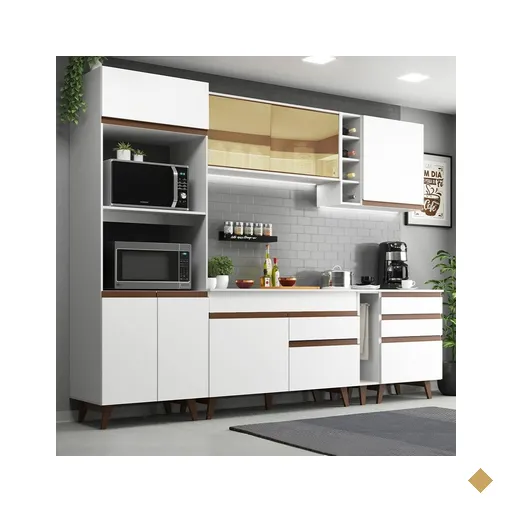 Cozinha Completa Madesa Reims 270001 com Armário e Balcão - Branco