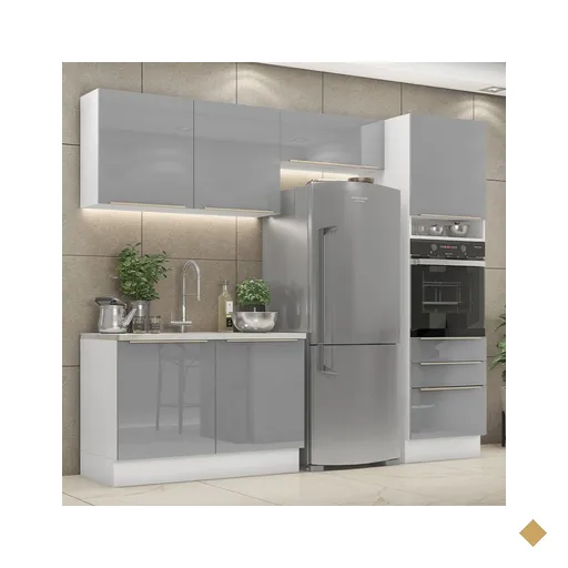 Cozinha Completa Madesa Lux 260005 com Armário e Balcão - Branco/Cinza