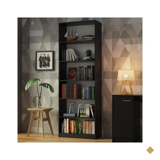 Estante Livreiro Madesa 6908 com 6 Nichos - Preto