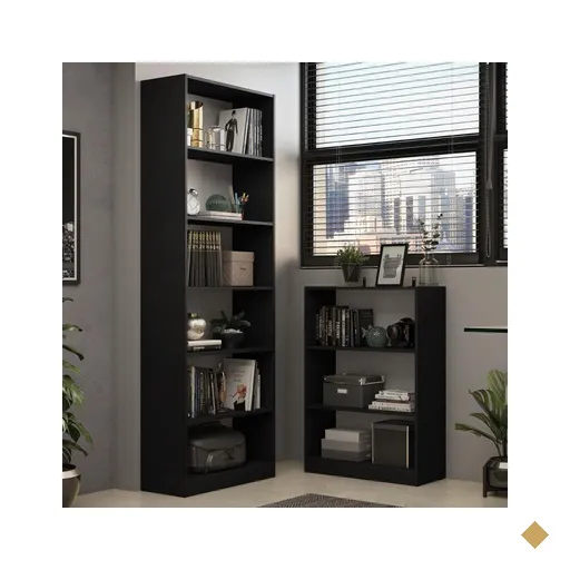 Kit Madesa Estante Livreiro 6908 + Estante Livreiro 6907 - Preto