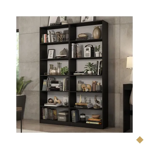 Kit Madesa com 2 Estantes Livreiro 6908 - Preto
