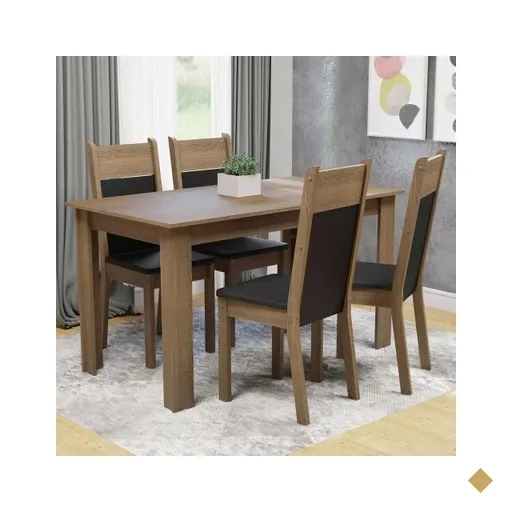 Conjunto Sala de Jantar Madesa Cali Mesa Tampo de Madeira com 4 Cadeiras -…