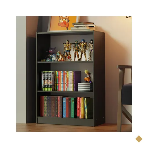 Estante Livreiro Madesa 6907 com 3 Nichos - Preto