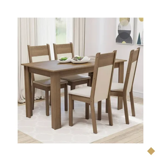 Conjunto Sala de Jantar Madesa Cali Mesa Tampo de Madeira com 4 Cadeiras -…