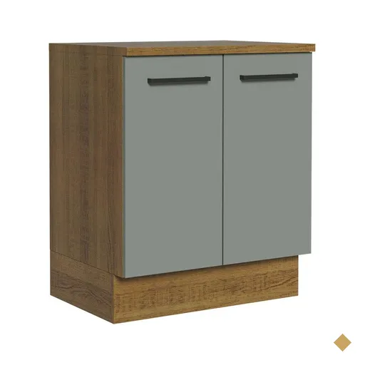 Balcão Armário de Cozinha 70 cm 2 Portas Rustic/Cinza Agata Madesa