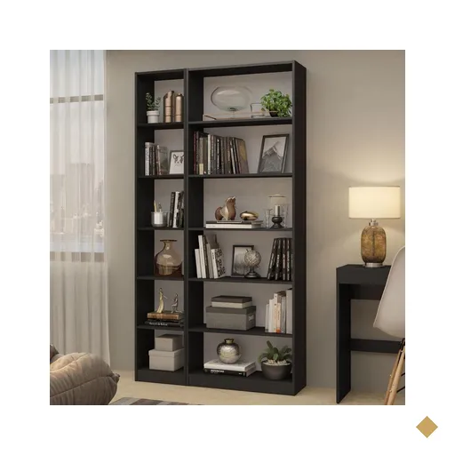 Kit Madesa Estante Livreiro 6908 + Estante Livreiro 6906 - Preto
