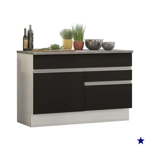 Balcão de Pia Armário de Cozinha 120 cm 1 Porta e 2 Gavetas (Com Tampo)…