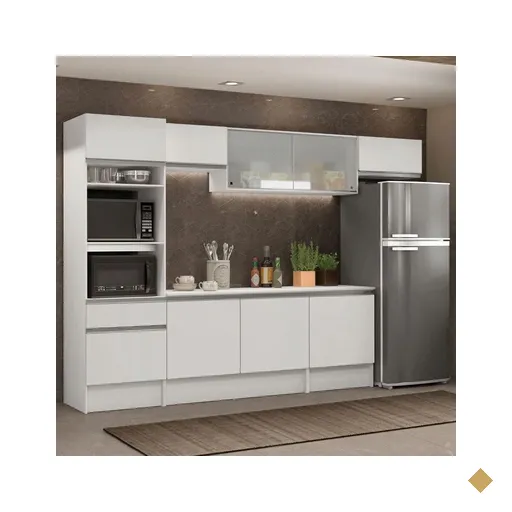 Cozinha Completa Madesa Topazio 300001 com Armário, Balcão e Tampo - Branco