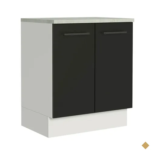 Balcão Armário de Cozinha 70 cm 2 Portas Branco/Preto Agata Madesa