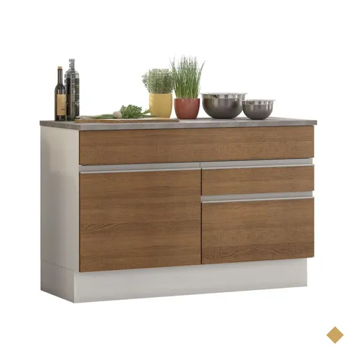 Balcão de Pia Armário de Cozinha 120 cm 1 Porta e 2 Gavetas (Com Tampo)…