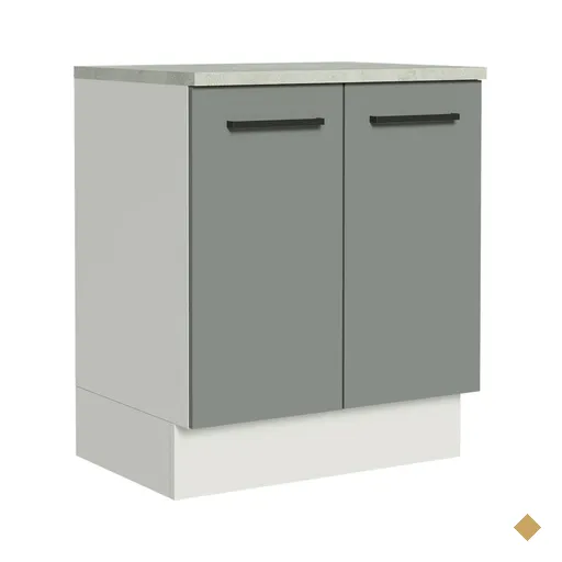 Balcão Armário de Cozinha 70 cm 2 Portas Branco/Cinza Agata Madesa