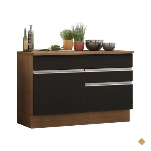 Balcão de Pia Armário de Cozinha 120 cm 1 Porta e 2 Gavetas (Com Tampo)…