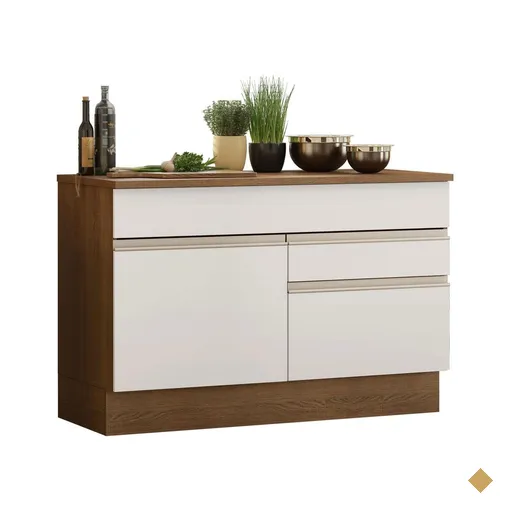 Balcão de Pia Armário de Cozinha 120 cm 1 Porta e 2 Gavetas (Com Tampo)…
