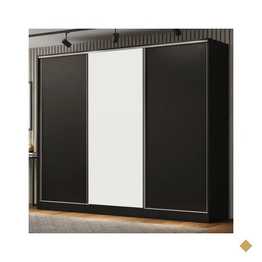 Guarda Roupa Casal 100% MDF Madesa Royale 3 Portas de Correr -…
