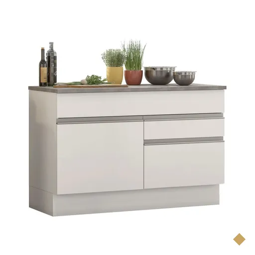 Balcão de Pia Armário de Cozinha 120 cm 1 Porta e 2 Gavetas (Com Tampo)…