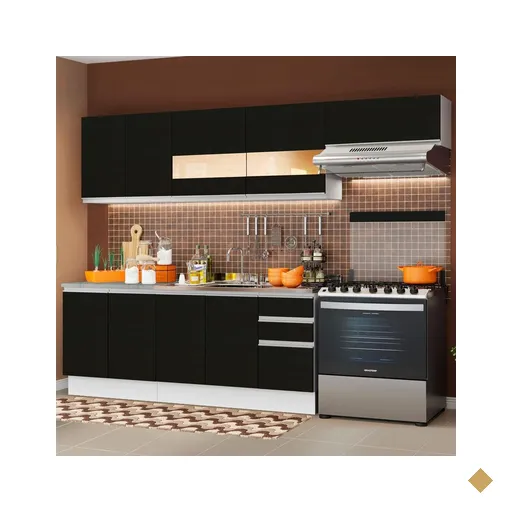 Cozinha Completa Madesa Marcela Com Armário e Balcão - Preto e Branco (Sem…