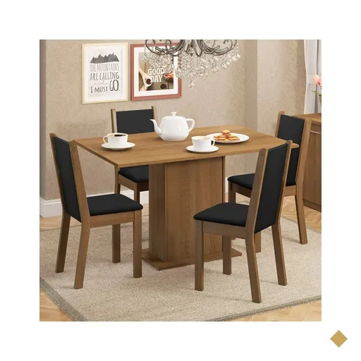 Conjunto Sala de Jantar Madesa Talita Mesa Tampo de Madeira com 4 Cadeiras -…