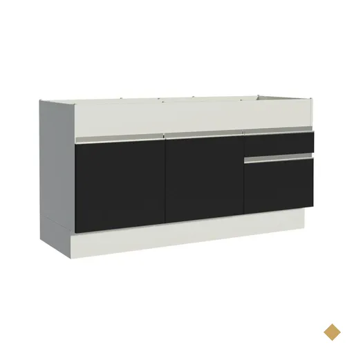 Balcão de Pia Armário de Cozinha 150 cm 2 Portas e 2 Gavetas (Sem Tampo e…