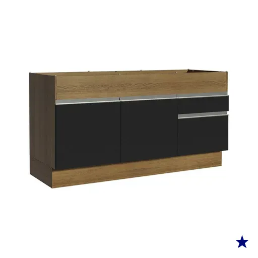 Balcão de Pia Armário de Cozinha 150 cm 2 Portas e 2 Gavetas (Sem Tampo e…