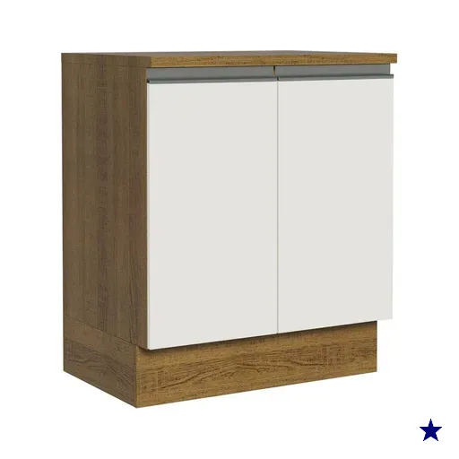 Balcão Armário de Cozinha 70 cm 2 Portas Rustic/Branco Glamy Madesa