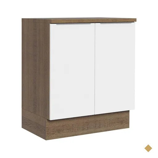 Balcão de Cozinha Madesa Stella 70 cm 2 Portas - Rustic/Branco
