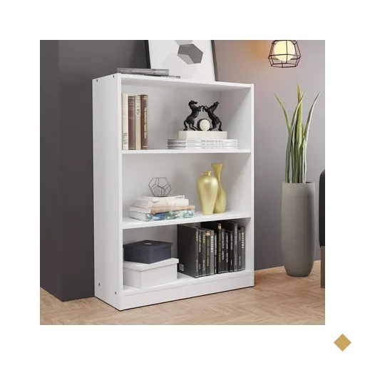 Estante para Livros Home Sala Madesa 6907 com 3 Nichos - Branco