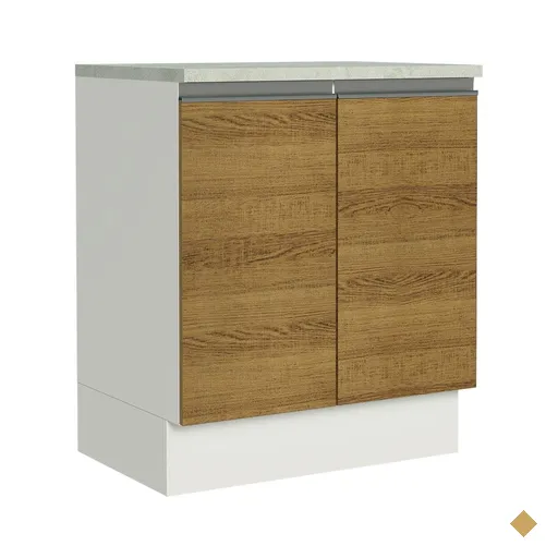 Balcão Armário de Cozinha 70 cm 2 Portas Branco/Rustic Glamy Madesa