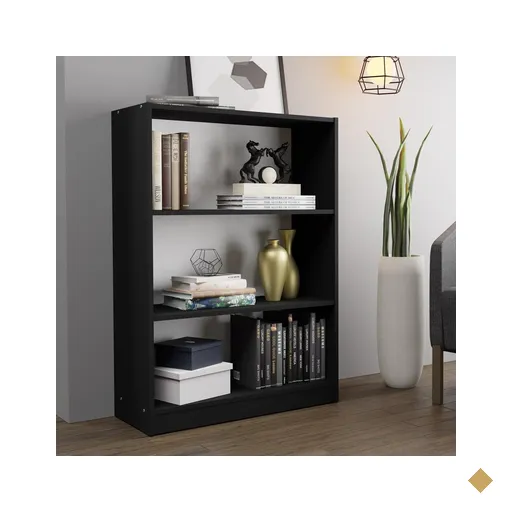 Estante para Livros Home Sala Madesa 6907 com 3 Nichos - Preto