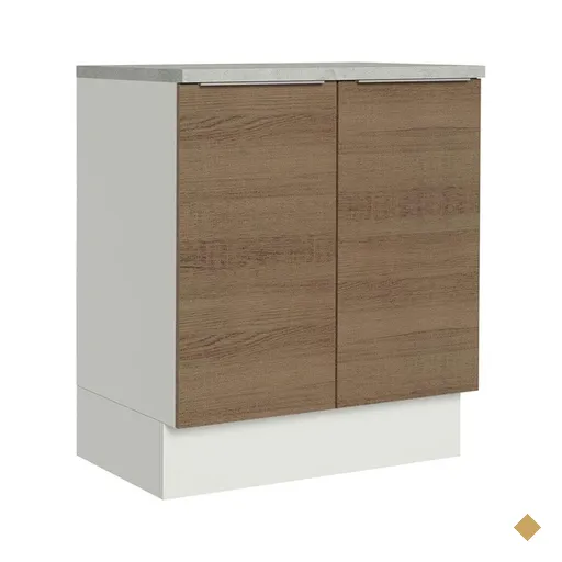 Balcão de Cozinha Madesa Stella 70 cm 2 Portas - Branco/Rustic