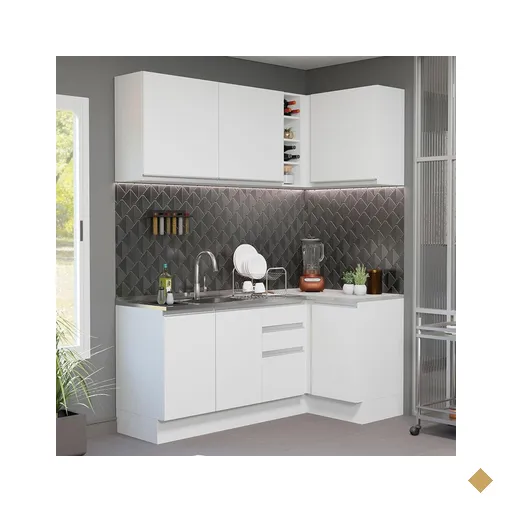 Cozinha Completa de Canto Madesa Glamy 269001 com Armário e Balcão (Sem Tampo…