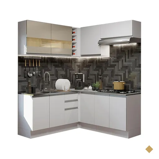 Cozinha Completa de Canto Madesa Glamy 349001 com Armário e Balcão (Sem…