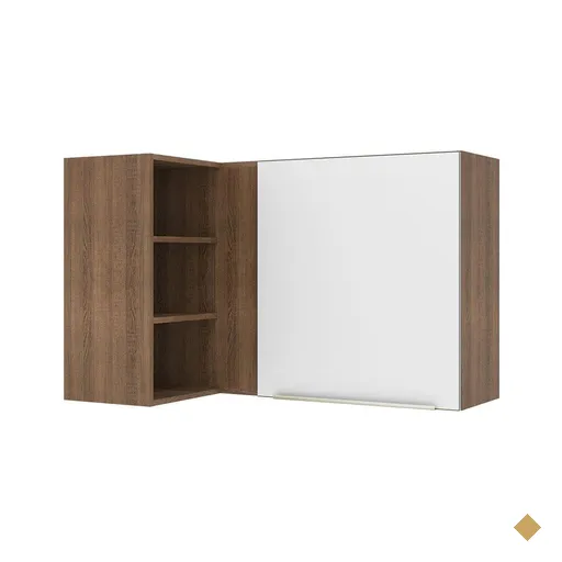 Armário Aéreo de Canto com Adega Acoplada Madesa Lux 1 Porta - Rustic/Branco…