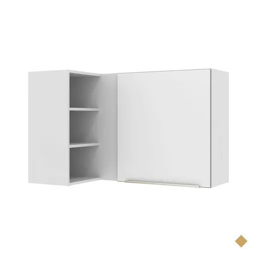 Armário Aéreo de Canto com Adega Acoplada Madesa Lux 1 Porta - Branco/Branco…