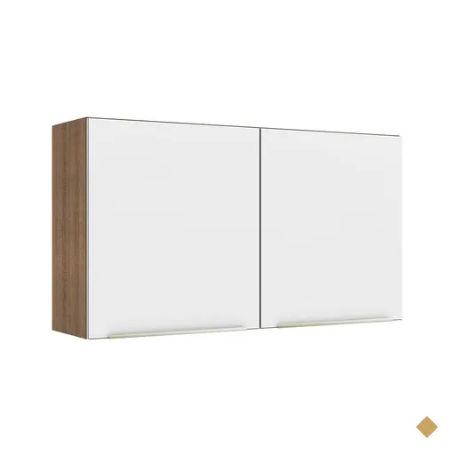 Armário Aéreo Madesa Lux 120 cm 2 Portas - Rustic/Branco Veludo