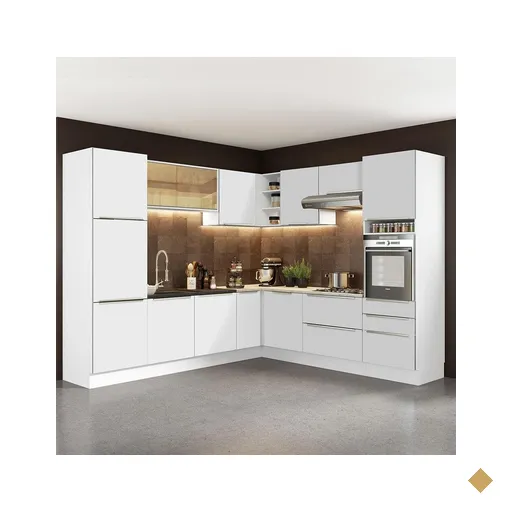 Cozinha Completa de Canto Madesa Lux com Armário e Balcão - Branco/Branco…