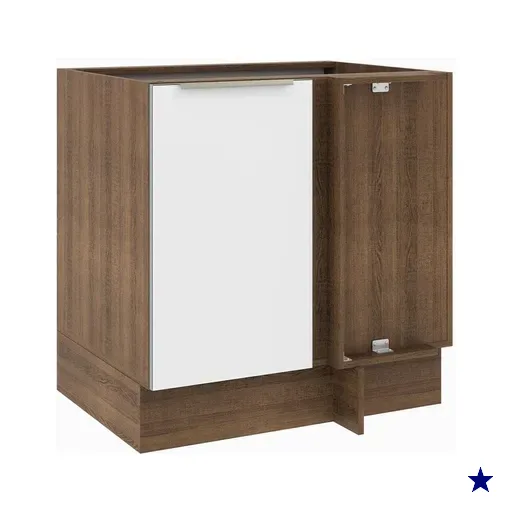 Balcão de Canto Madesa Lux 1 Porta (Sem Tampo) - Rustic/Branco Veludo