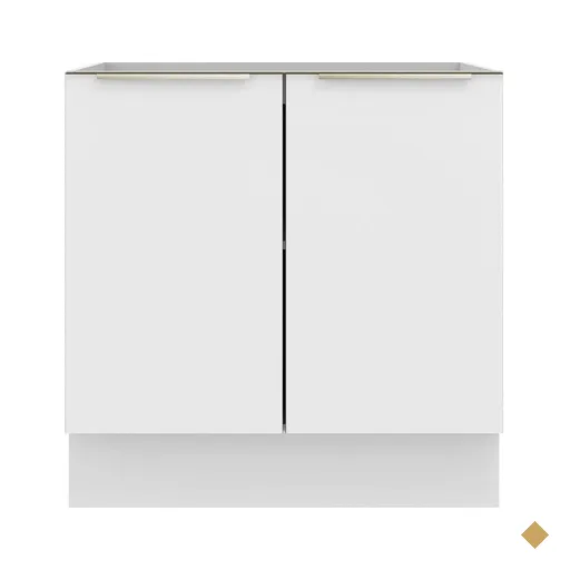 Balcão Madesa Lux 80 cm 2 Portas (Sem Tampo) - Branco/Branco Veludo