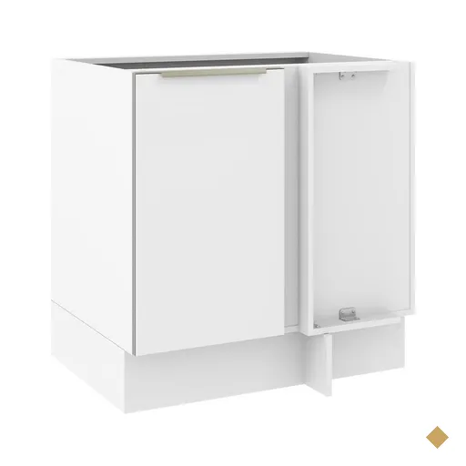Balcão de Canto Madesa Lux 1 Porta (Sem Tampo) - Branco/Branco Veludo