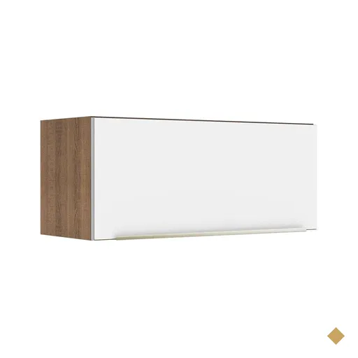 Armário Aéreo Madesa Lux 80 cm 1 Porta Basculante - Rustic/Branco Veludo