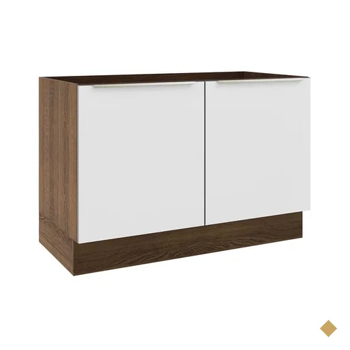 Balcão Gabinete de Pia Madesa Lux 120 cm 2 Portas (Sem Tampo) - Rustic/Branco…
