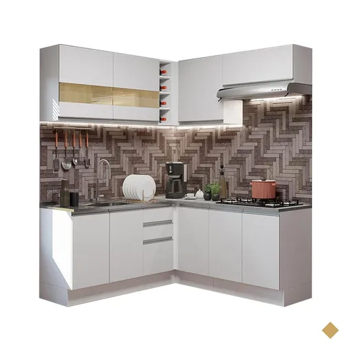 Cozinha Completa de Canto Madesa Glamy 349001 com Armário e Balcão (Sem Tampo…