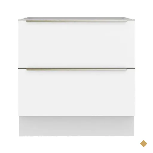 Balcão Madesa Lux 80 cm 2 Gavetas (Sem Tampo) - Branco/Branco Veludo