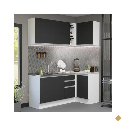 Cozinha Completa de Canto Madesa Glamy 269001 com Armário e Balcão (Sem Tampo…