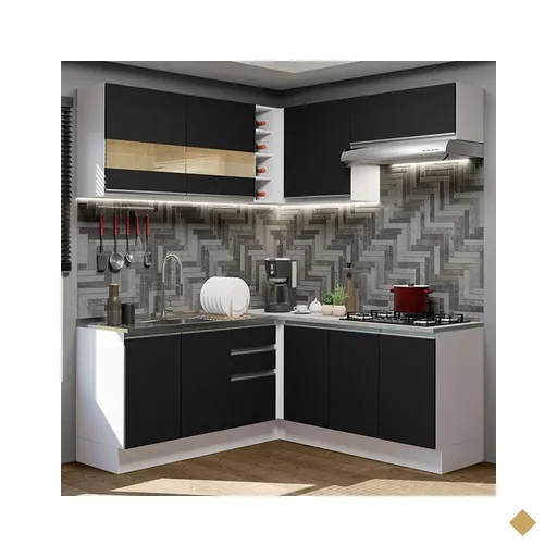 Cozinha Completa de Canto Madesa Glamy 349001 com Armário e Balcão (Sem Tampo…