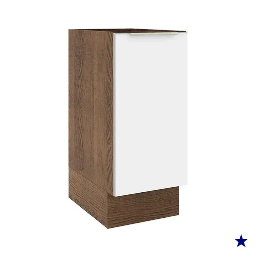 Balcão Madesa Lux 35 cm 1 Porta (Sem Tampo) - Rustic/Branco Veludo